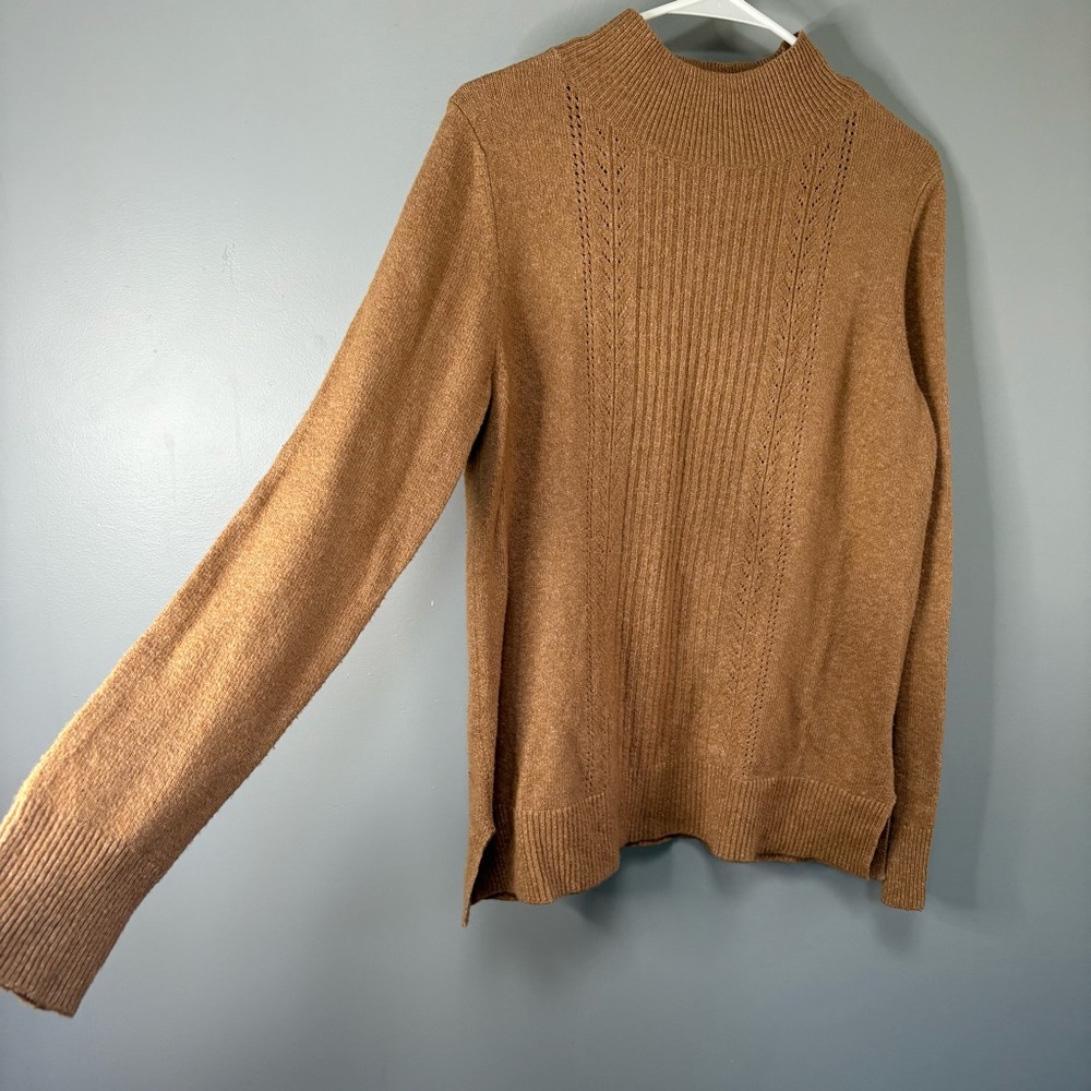 Old Navy | Pointel Camel Tan Brown Sweater Mock Turtleneck Women's Size M